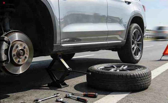集安汽车流动补胎案例